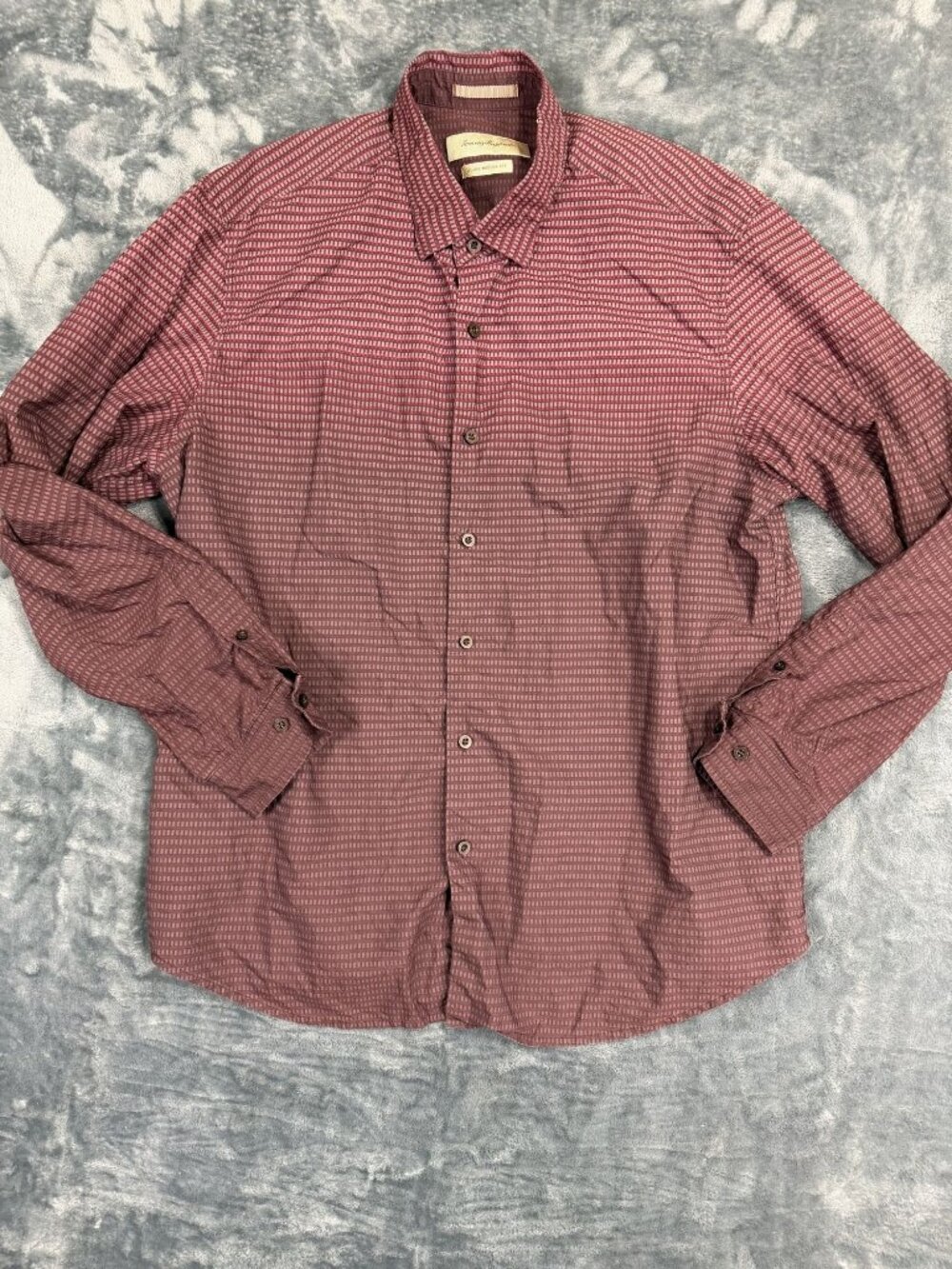Tommy Bahama Men XL Shirt Island Modern Fit Red Checkered Cotton & Silk